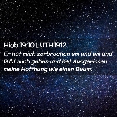 Picture 02 - Hiob 19:10 LUTH1912 - Er hat mich zerbrochen um und um und läßt mich - Bible Verse Picture