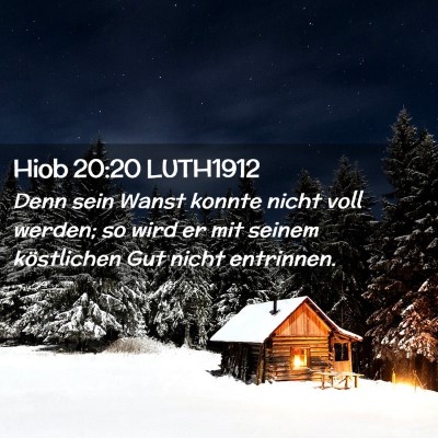 Picture 02 - Hiob 20:20 LUTH1912 - Denn sein Wanst konnte nicht voll werden; so wird - Bible Verse Picture