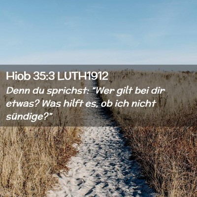 Picture 02 - Hiob 35:3 LUTH1912 - Denn du sprichst: “Wer gilt bei dir etwas? Was - Bible Verse Picture