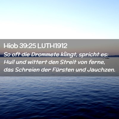 Picture 02 - Hiob 39:25 LUTH1912 - So oft die Drommete klingt, spricht es: Hui! und - Bible Verse Picture
