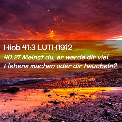 Picture 02 - Hiob 41:3 LUTH1912 - 40:27 Meinst du, er werde dir viel Flehens machen - Bible Verse Picture