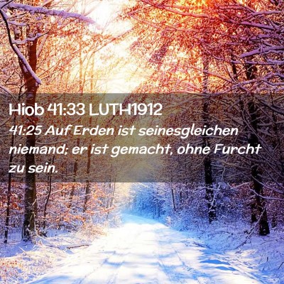 Picture 02 - Hiob 41:33 LUTH1912 - 41:25 Auf Erden ist seinesgleichen niemand; er - Bible Verse Picture