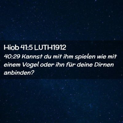 Picture 02 - Hiob 41:5 LUTH1912 - 40:29 Kannst du mit ihm spielen wie mit einem - Bible Verse Picture