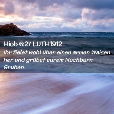 Picture 02 - Hiob 6:27 LUTH1912 - Ihr fielet wohl über einen armen Waisen her und - Bible Verse Picture
