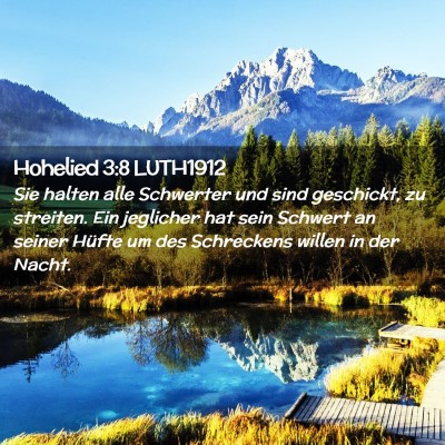 Picture 02 - Hohelied 3:8 LUTH1912 - Sie halten alle Schwerter und sind geschickt, zu - Bible Verse Picture
