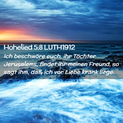 Picture 02 - Hohelied 5:8 LUTH1912 - Ich beschwöre euch, ihr Töchter Jerusalems, - Bible Verse Picture