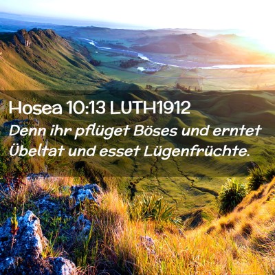Picture 02 - Hosea 10:13 LUTH1912 - Denn ihr pflüget Böses und erntet Übeltat und - Bible Verse Picture