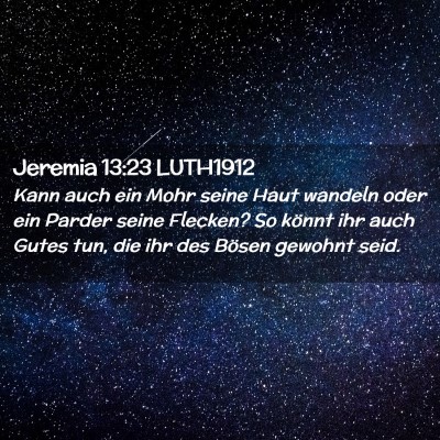 Picture 02 - Jeremia 13:23 LUTH1912 - Kann auch ein Mohr seine Haut wandeln oder ein - Bible Verse Picture