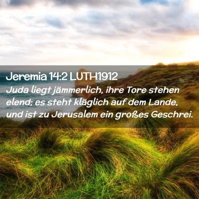 Picture 02 - Jeremia 14:2 LUTH1912 - Juda liegt jämmerlich, ihre Tore stehen elend; - Bible Verse Picture