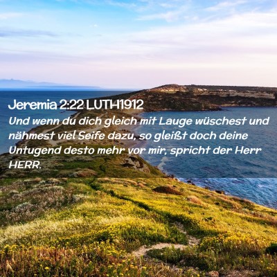 Picture 02 - Jeremia 2:22 LUTH1912 - Und wenn du dich gleich mit Lauge wüschest und - Bible Verse Picture