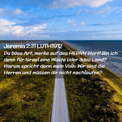 Picture 02 - Jeremia 2:31 LUTH1912 - Du böse Art, merke auf des HERRN Wort! Bin ich - Bible Verse Picture