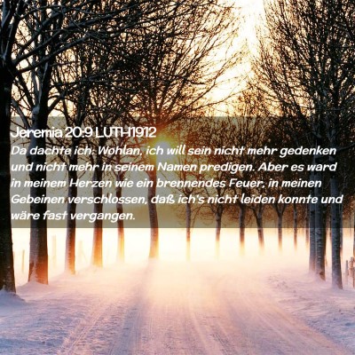 Picture 02 - Jeremia 20:9 LUTH1912 - Da dachte ich: Wohlan, ich will sein nicht mehr - Bible Verse Picture