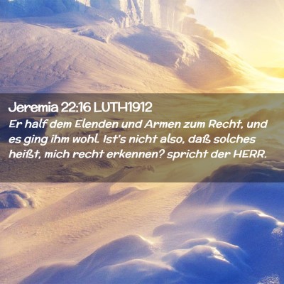 Picture 02 - Jeremia 22:16 LUTH1912 - Er half dem Elenden und Armen zum Recht, und es - Bible Verse Picture