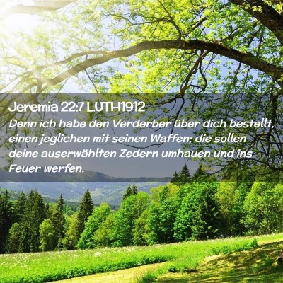 Picture 02 - Jeremia 22:7 LUTH1912 - Denn ich habe den Verderber über dich bestellt, - Bible Verse Picture