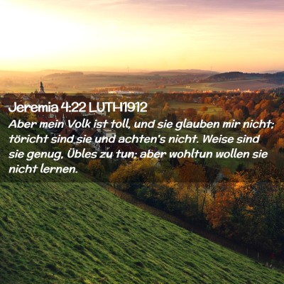 Picture 02 - Jeremia 4:22 LUTH1912 - Aber mein Volk ist toll, und sie glauben mir - Bible Verse Picture