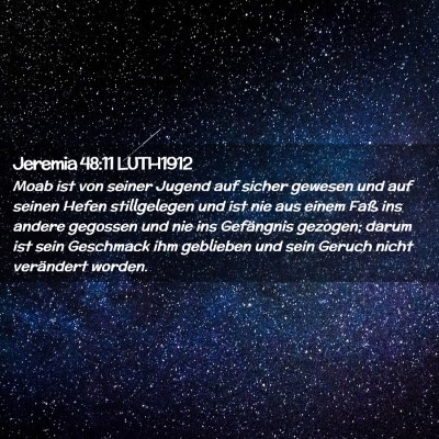 Picture 02 - Jeremia 48:11 LUTH1912 - Moab ist von seiner Jugend auf sicher gewesen und - Bible Verse Picture