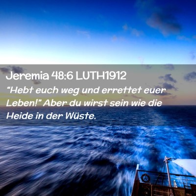 Picture 02 - Jeremia 48:6 LUTH1912 - “Hebt euch weg und errettet euer Leben!” Aber - Bible Verse Picture