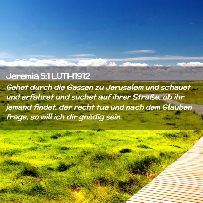 Picture 02 - Jeremia 5:1 LUTH1912 - Gehet durch die Gassen zu Jerusalem und schauet - Bible Verse Picture