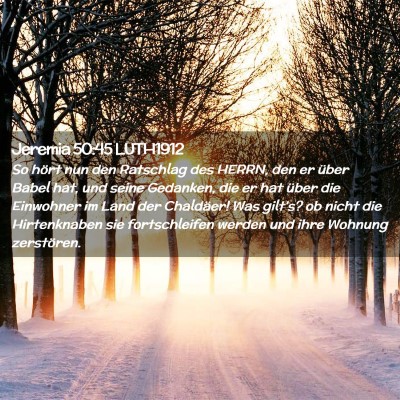 Picture 02 - Jeremia 50:45 LUTH1912 - So hört nun den Ratschlag des HERRN, den er - Bible Verse Picture