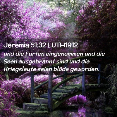 Picture 02 - Jeremia 51:32 LUTH1912 - und die Furten eingenommen und die Seen - Bible Verse Picture
