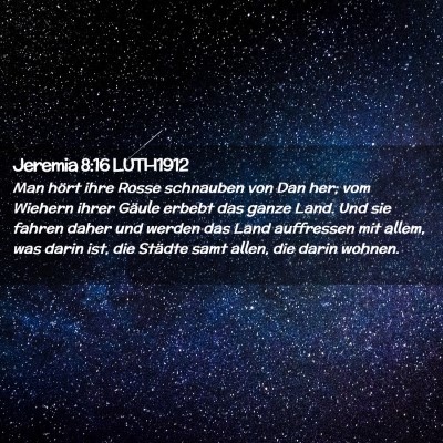 Picture 02 - Jeremia 8:16 LUTH1912 - Man hört ihre Rosse schnauben von Dan her; vom - Bible Verse Picture