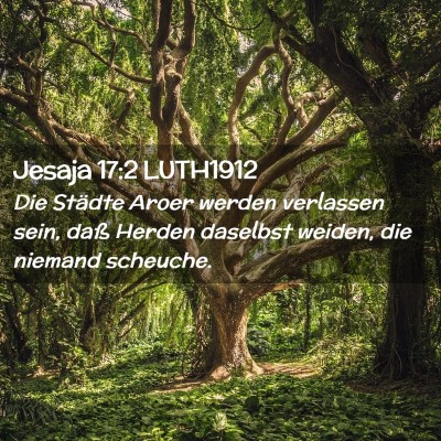 Picture 02 - Jesaja 17:2 LUTH1912 - Die Städte Aroer werden verlassen sein, daß - Bible Verse Picture