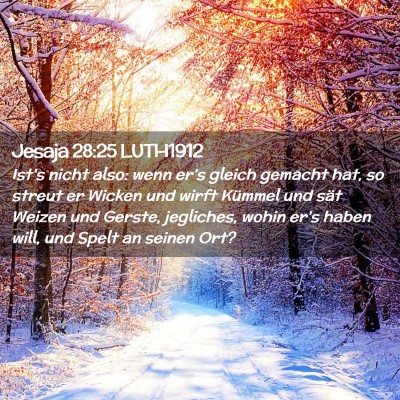 Picture 02 - Jesaja 28:25 LUTH1912 - Ist's nicht also: wenn er's gleich gemacht hat, - Bible Verse Picture