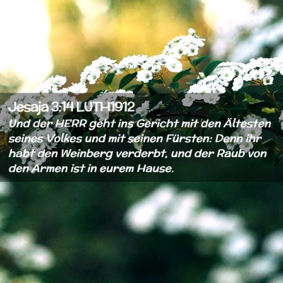 Picture 02 - Jesaja 3:14 LUTH1912 - Und der HERR geht ins Gericht mit den Ältesten - Bible Verse Picture