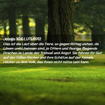 Picture 02 - Jesaja 30:6 LUTH1912 - Dies ist die Last über die Tiere, so gegen - Bible Verse Picture