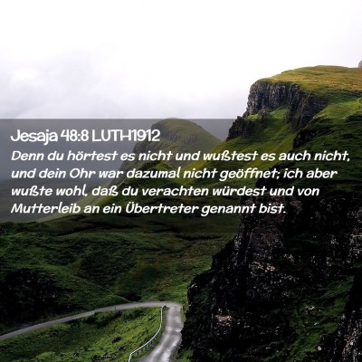 Picture 02 - Jesaja 48:8 LUTH1912 - Denn du hörtest es nicht und wußtest es auch - Bible Verse Picture
