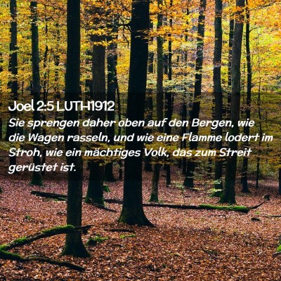 Picture 02 - Joel 2:5 LUTH1912 - Sie sprengen daher oben auf den Bergen, wie die - Bible Verse Picture