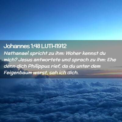 Picture 02 - Johannes 1:48 LUTH1912 - Nathanael spricht zu ihm: Woher kennst du mich? - Bible Verse Picture
