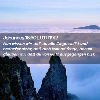 Picture 02 - Johannes 16:30 LUTH1912 - Nun wissen wir, daß du alle Dinge weißt und - Bible Verse Picture