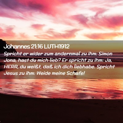 Picture 02 - Johannes 21:16 LUTH1912 - Spricht er wider zum andernmal zu ihm: Simon - Bible Verse Picture