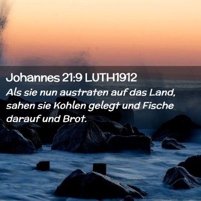 Picture 02 - Johannes 21:9 LUTH1912 - Als sie nun austraten auf das Land, sahen sie - Bible Verse Picture