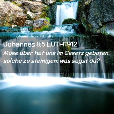Picture 02 - Johannes 8:5 LUTH1912 - Mose aber hat uns im Gesetz geboten, solche zu - Bible Verse Picture