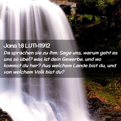 Picture 02 - Jona 1:8 LUTH1912 - Da sprachen sie zu ihm: Sage uns, warum geht es - Bible Verse Picture