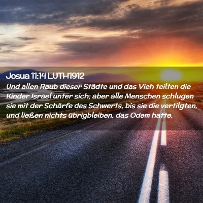 Picture 02 - Josua 11:14 LUTH1912 - Und allen Raub dieser Städte und das Vieh - Bible Verse Picture