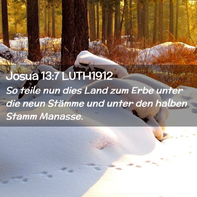 Picture 02 - Josua 13:7 LUTH1912 - So teile nun dies Land zum Erbe unter die neun - Bible Verse Picture