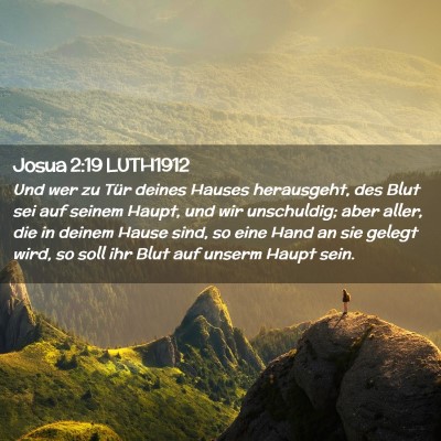 Picture 02 - Josua 2:19 LUTH1912 - Und wer zu Tür deines Hauses herausgeht, des - Bible Verse Picture