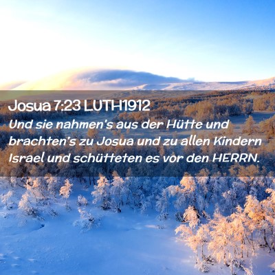 Picture 02 - Josua 7:23 LUTH1912 - Und sie nahmen's aus der Hütte und brachten's zu - Bible Verse Picture