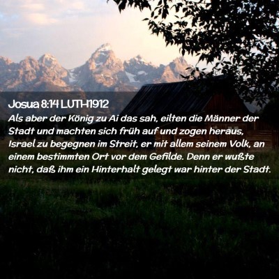 Picture 02 - Josua 8:14 LUTH1912 - Als aber der König zu Ai das sah, eilten die - Bible Verse Picture