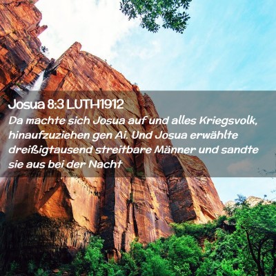 Picture 02 - Josua 8:3 LUTH1912 - Da machte sich Josua auf und alles Kriegsvolk, - Bible Verse Picture