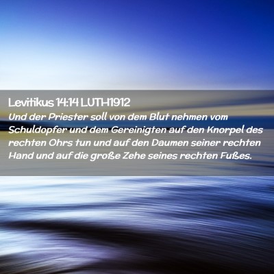 Picture 02 - Levitikus 14:14 LUTH1912 - Und der Priester soll von dem Blut nehmen vom - Bible Verse Picture