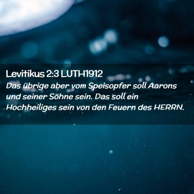 Picture 02 - Levitikus 2:3 LUTH1912 - Das übrige aber vom Speisopfer soll Aarons und - Bible Verse Picture