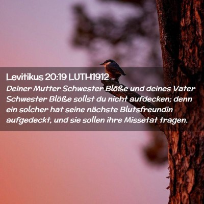 Picture 02 - Levitikus 20:19 LUTH1912 - Deiner Mutter Schwester Blöße und deines Vater - Bible Verse Picture