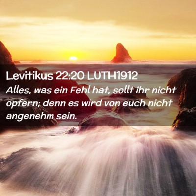 Picture 02 - Levitikus 22:20 LUTH1912 - Alles, was ein Fehl hat, sollt ihr nicht opfern; - Bible Verse Picture