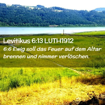 Picture 02 - Levitikus 6:13 LUTH1912 - 6:6 Ewig soll das Feuer auf dem Altar brennen und - Bible Verse Picture