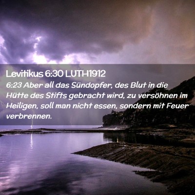 Picture 02 - Levitikus 6:30 LUTH1912 - 6:23 Aber all das Sündopfer, des Blut in die - Bible Verse Picture