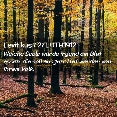 Picture 02 - Levitikus 7:27 LUTH1912 - Welche Seele würde irgend ein Blut essen, die - Bible Verse Picture
